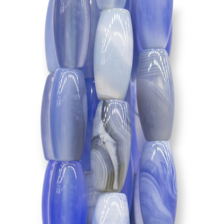 Agate Bleu Clair Rayé Riz 8x20mm