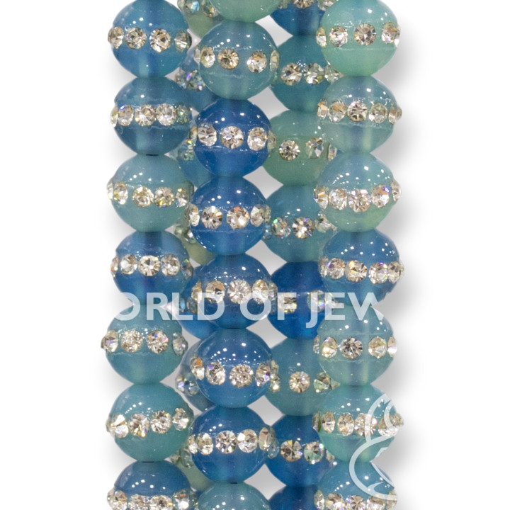 Ágata Azul Claro Con Strass Redondos Lisos 06mm