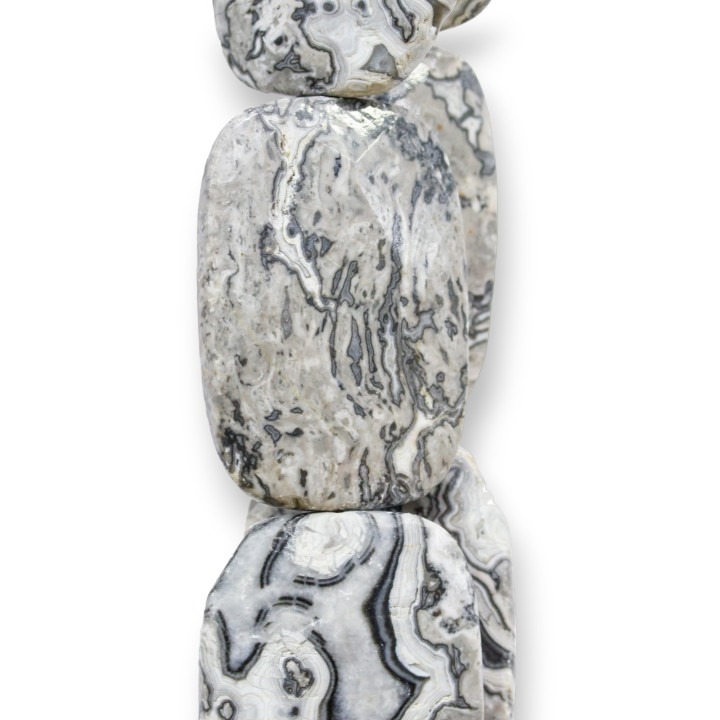 Fossiler Achat, flaches Rechteck, facettiert, 25 x 35 mm