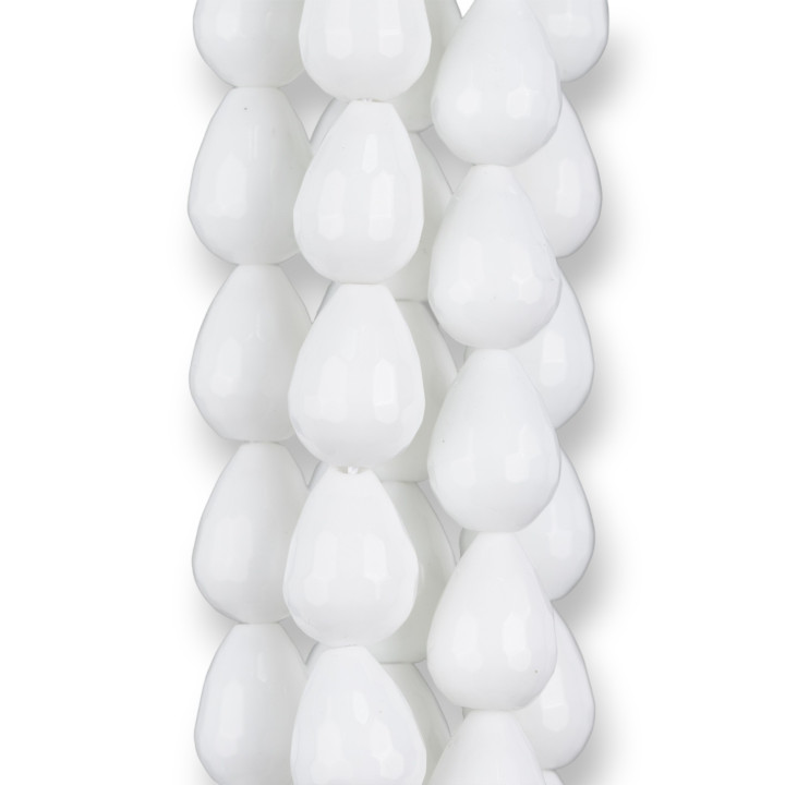 Weißer Achat facettierte Briolette-Tropfen 13x18mm