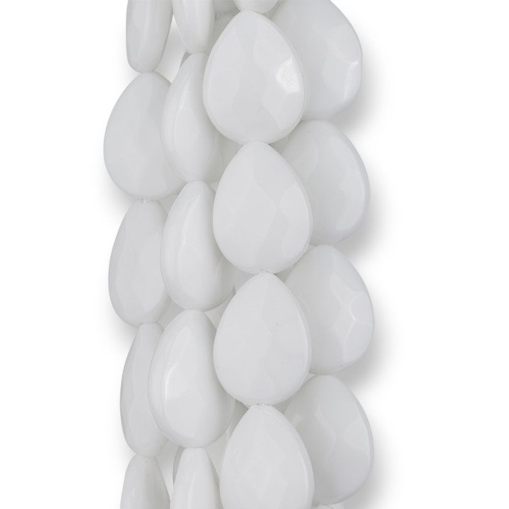 White Agate Drops Faceted Plate 12x16mm