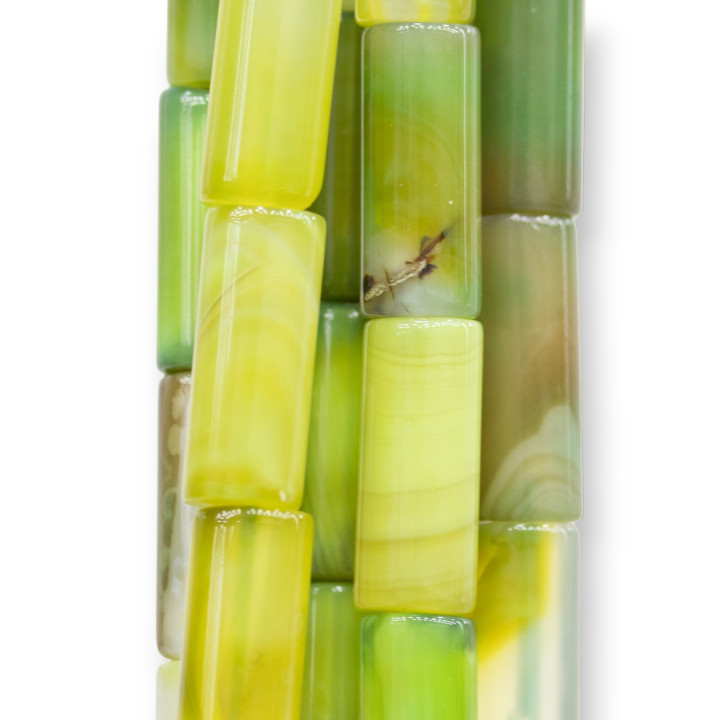 Striped Green Agate Cylinder 8x20mm Acid Green