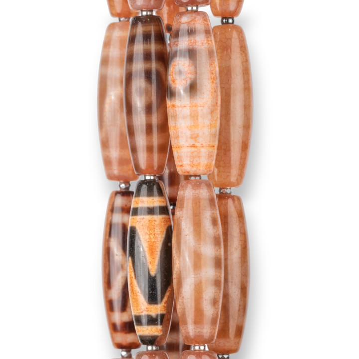 Tibetan Agate Barrel 12x38mm