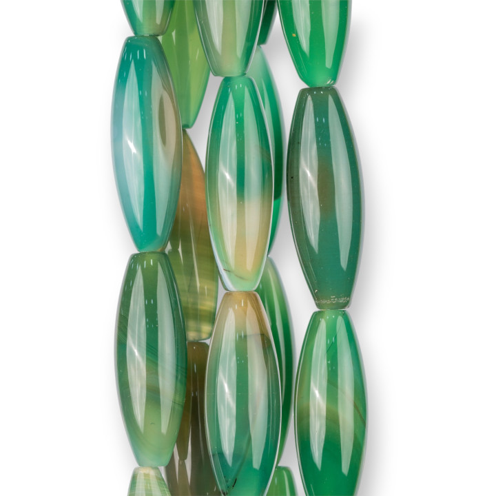 Agate Verte Riz Lisse 14x40mm