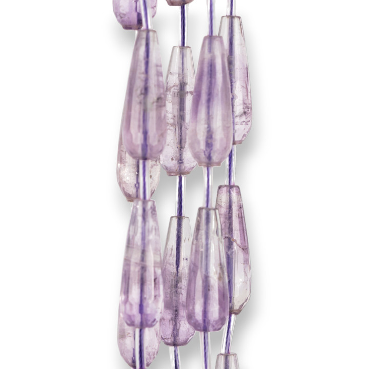 Gouttes Briolette Facettes Améthyste 10x30mm 10pcs Premier Choix