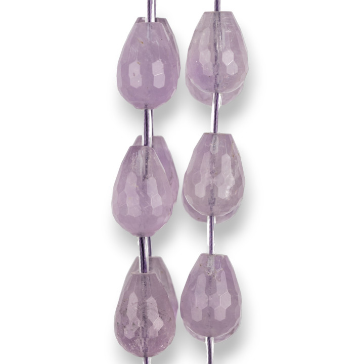 Ametista Gocce Briolette Sfaccettate 15x22mm 13pz Prima Scelta