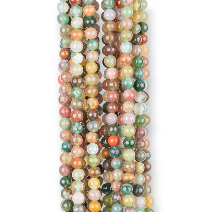 Agata Indiana Tondo Liscio  3mm Filo da 80cm 5 Collane