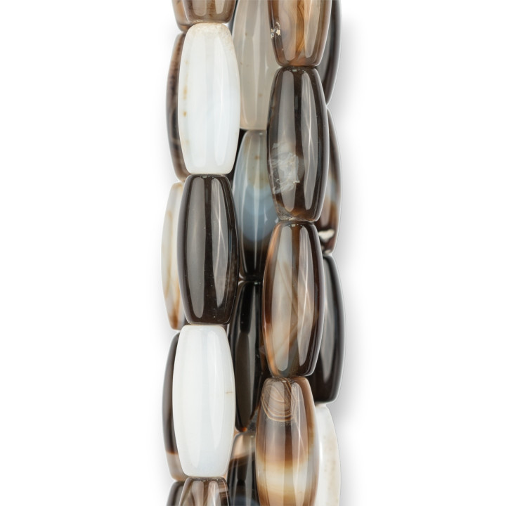 Brown Striped Agate Smooth Rice 8x20mm