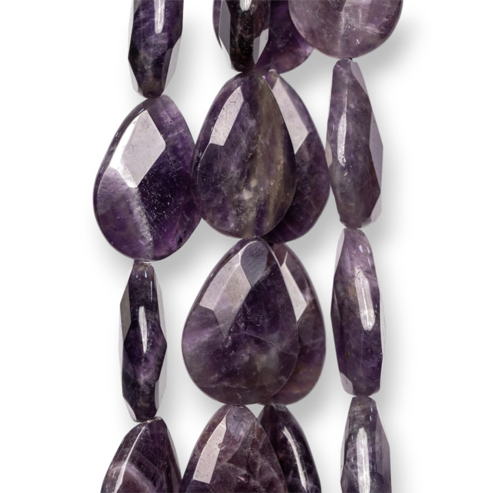 Amethyst Drops Flat Faceted 15x20mm Rough