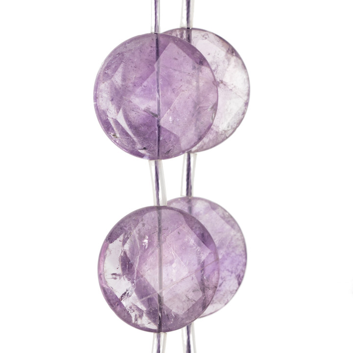 Lavendel Amethyst flach rund facettiert 30mm 10Stk