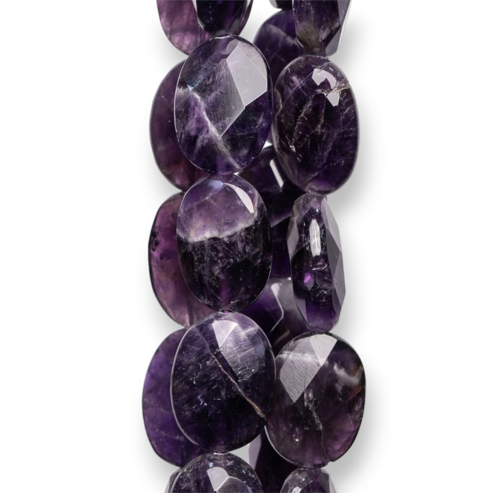 Flacher facettierter ovaler Amethyst 15x20mm rau