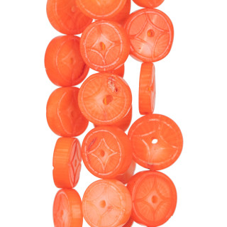 Coral Bamboo Orange Round Flat Engraved 15mm