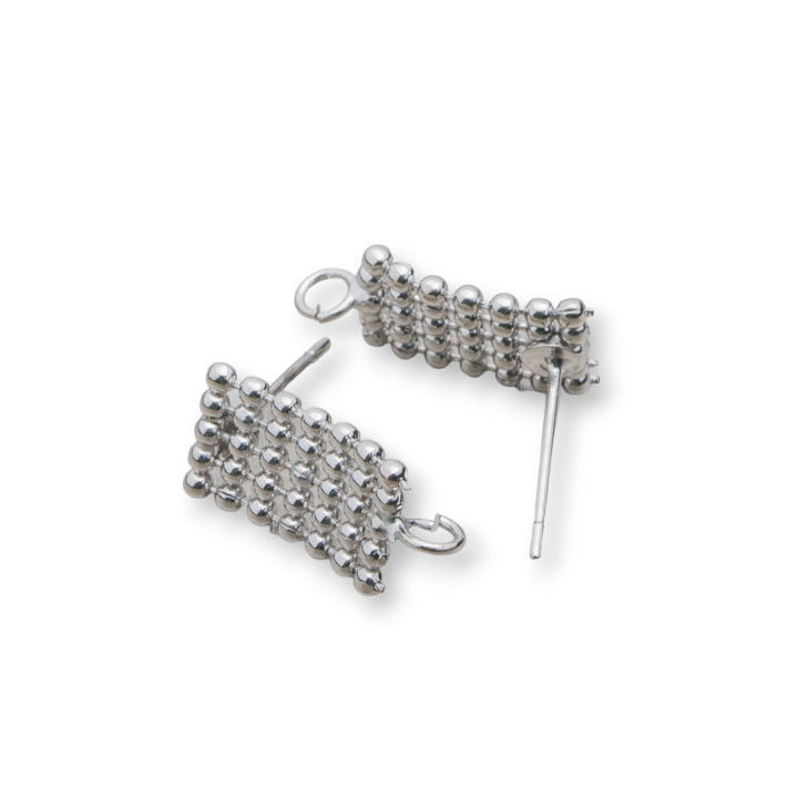 Base Pour Boucles D'Oreilles Laiton Broche Lien Rectangulaire 40 Paires Rhodié