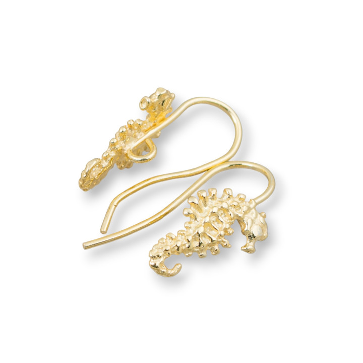 Base Pour Boucles D'oreilles En Argent 925 Crochets Avec Hippocampe Avec Passivation 8x16mm 4 Paires Doré