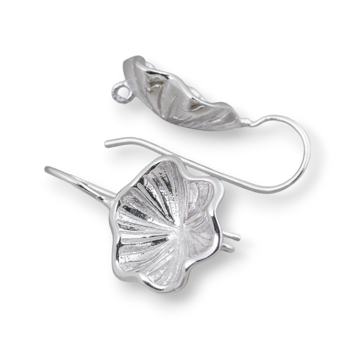 Base Per Orecchini Di Argento 925 Monachella Fiore 15x20mm 2 Paia Rodiato