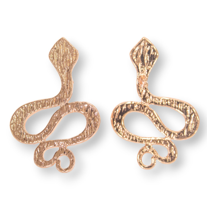 Boucles d'Oreilles Clou Bronze Serpent 17x24mm 10 Paires Or Rose