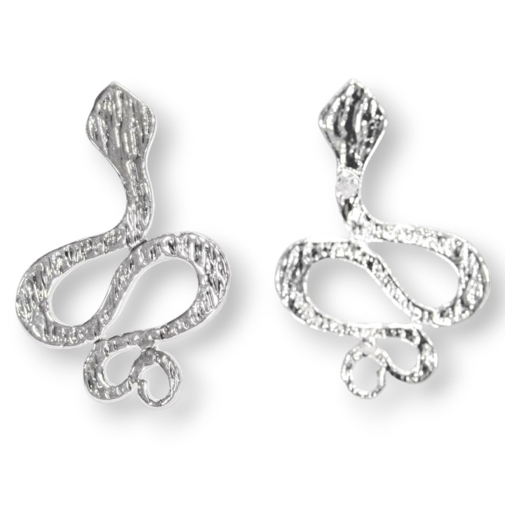 Bronze Snake Stud Earring Bases 17x24mm 10 Pairs Rhodium Plated