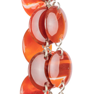 Κόκκινο Carnelian Στρογγυλό Επίπεδο Λείο Cabochon Με 2 Τρύπες στο Πλαϊνό 40mm