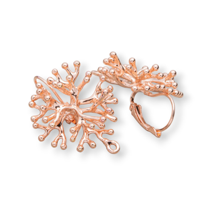 Bases Pour Boucles d'Oreilles Fermées Bronze Brindilles Corail Fantaisie 27x30mm 5 Paires Or Rose