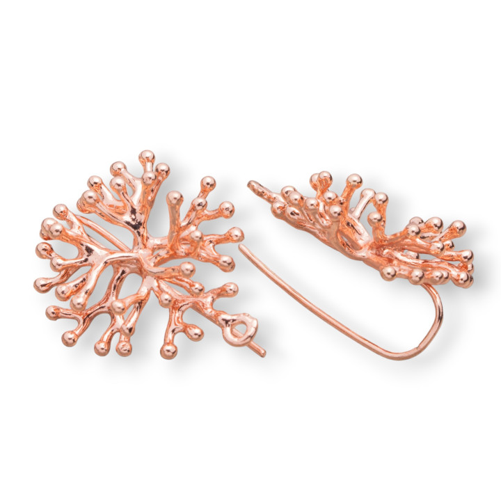 Base Per Orecchini Di Bronzo A Monachella Fantasia Rametti Corallo 27x30mm 5 Paia Oro Rosa