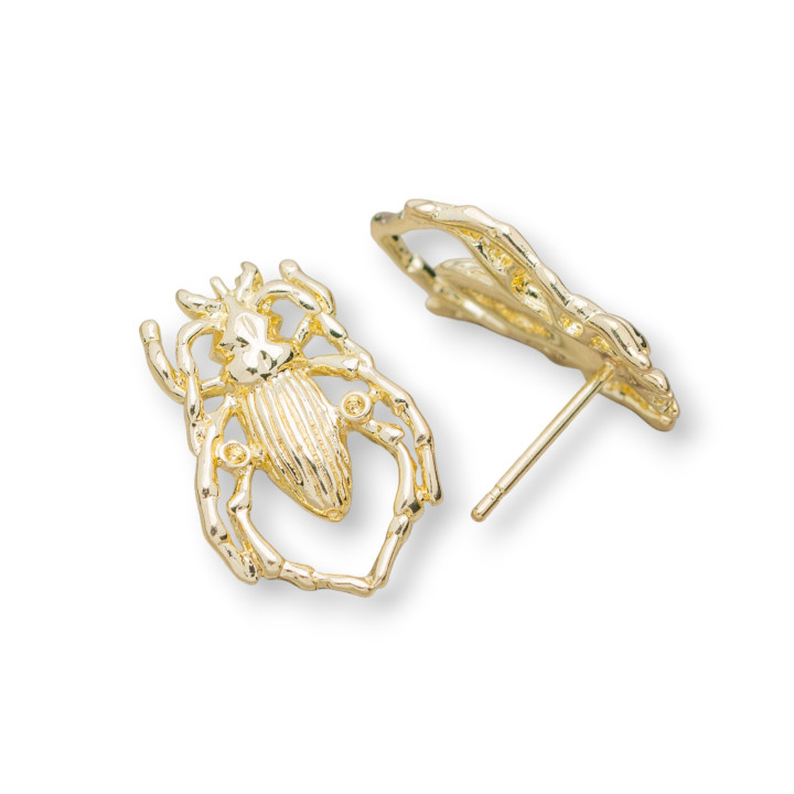 Boucles d'Oreilles Tiges Bases Bronze 14x21mm 10 Paires Doré