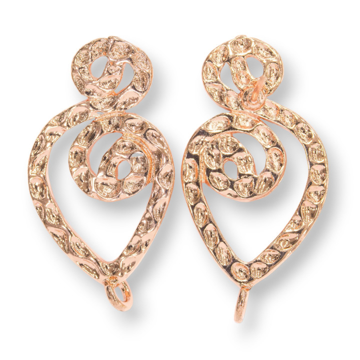 Base Per Orecchini Di Bronzo A Perno 17x32mm 10 Paia Oro Rosa