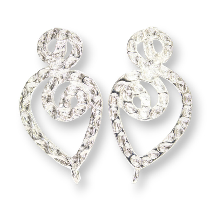 Boucles d'Oreilles Tiges Bronze Bases 17x32mm 10 Paires Rhodié