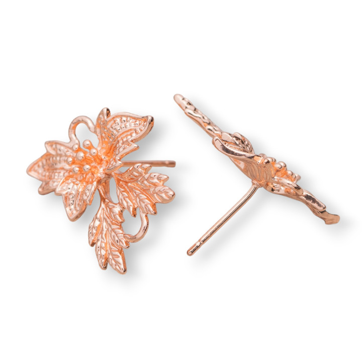 Blumen Ohrstecker Bronze Ohrringe Basen 18x22mm 10 Paar Roségold