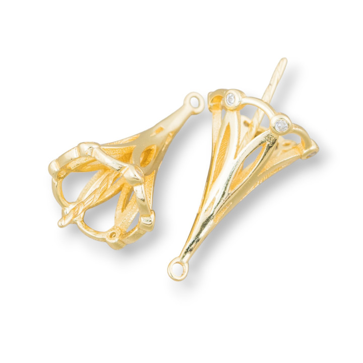 Basis für Anhänger aus Silber 925 mit Zirkonia-Kuppel 10x17mm 6St. Golden