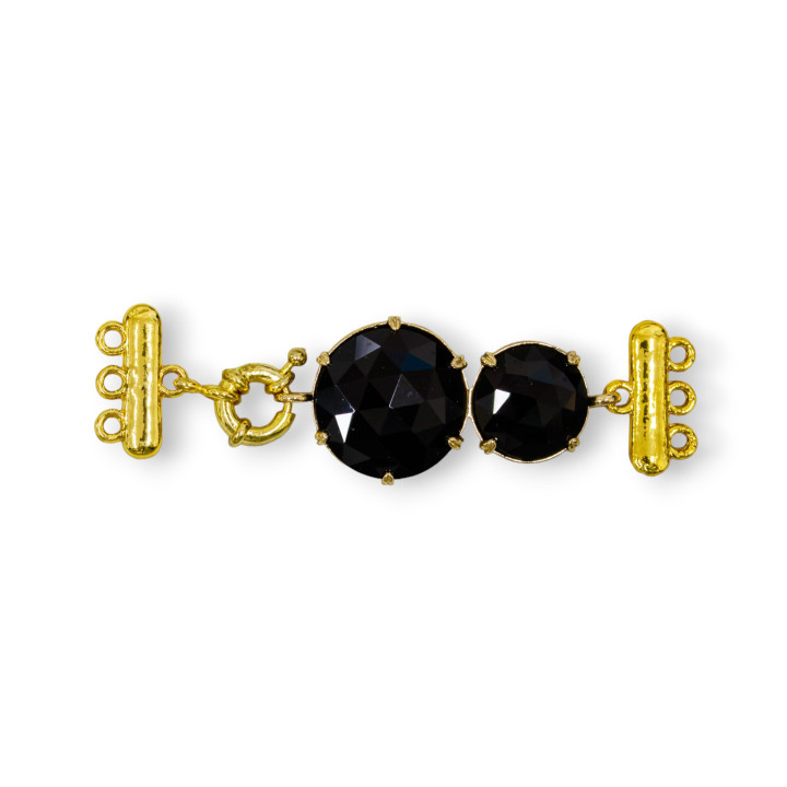 Brass Clasp With Cat's Eye 20x70mm With Multiwire Bar Black 3pcs