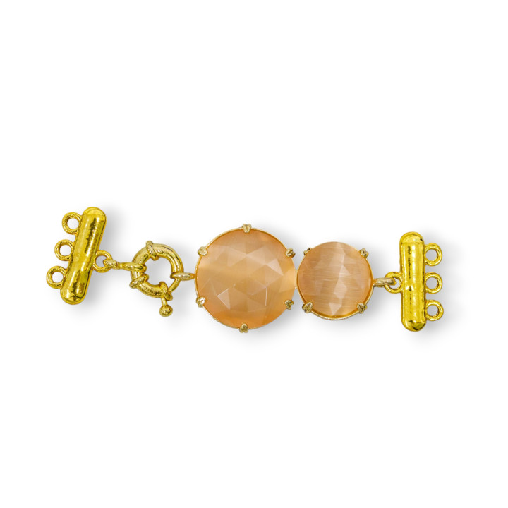 Brass Clasp With Cat's Eye 20x70mm With Multistrand Fishing Bar 3pcs