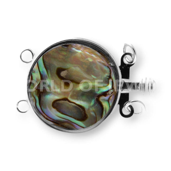 Chiusura Di Ottone Con Pietre Dure Tondo 18mm 8pz Madreperla