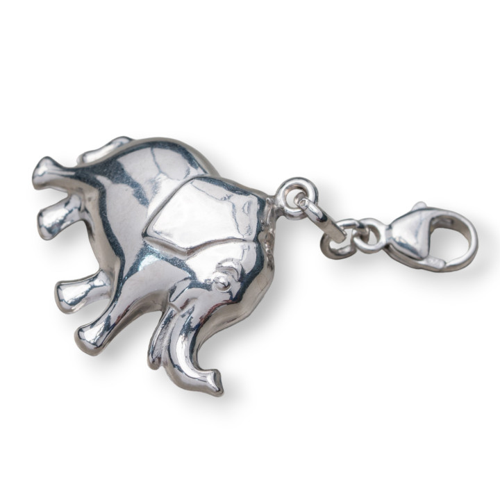 Anhänger Charms Anhänger aus 925 Silber Elefant 23,5x20mm rhodiniert mit Karabiner 6St