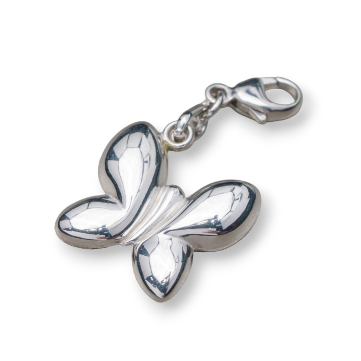 Pendentif Charms Pendentif Argent 925 Papillon Avec Mousqueton 15x30mm 5pcs