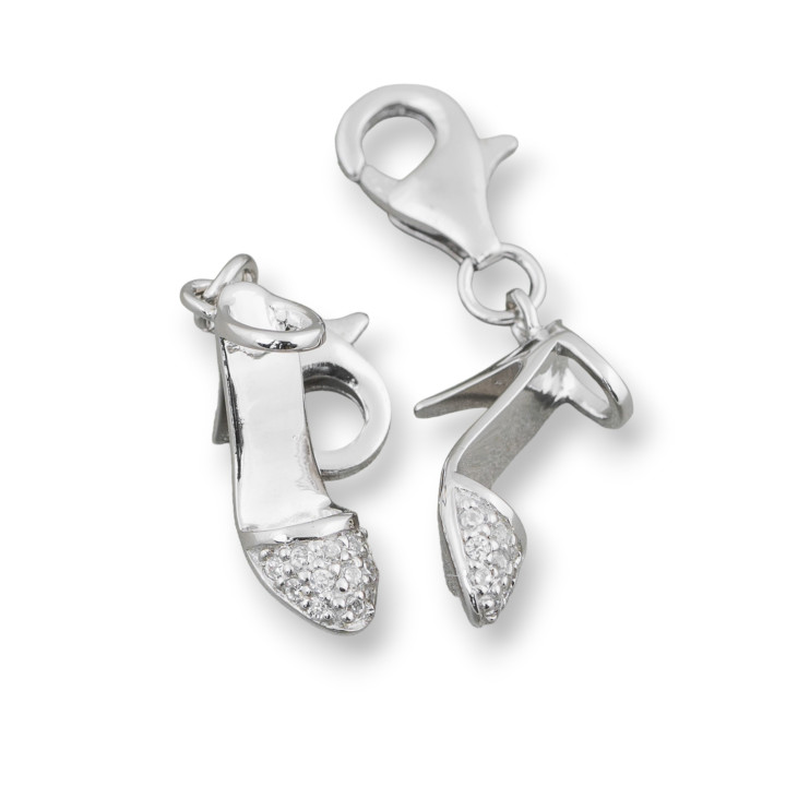 Colgante Charms Colgante De Plata 925 Un Zapato Con Circonitas 8x21mm 6pcs