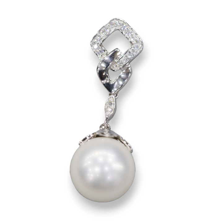 925 Silver Pendant With Mallorcan Pearls 14x45mm