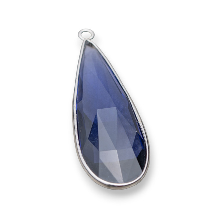 Colgante Colgante De Plata 925 Con Zirconia Cristales Gota 14x42mm 2pcs Morado Rodio
