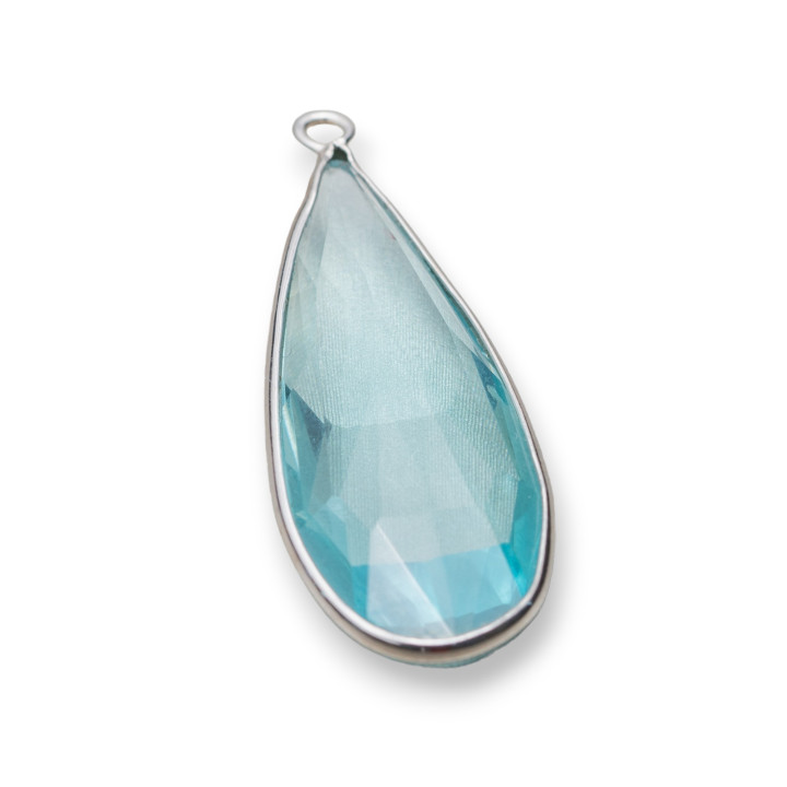 Pendentif Pendentif En Argent 925 Avec Cristaux De Zircone Goutte 15x37mm 2pcs Eau Plaqué Rhodium