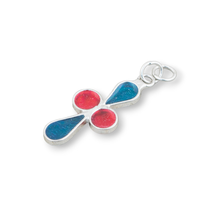 Pendentif Pendentif En Argent 925 Abstrait Émaillé 11x27mm 6pcs