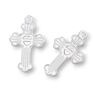 Pendentif Pendentif Argent 925 Croix Gravée 12x20mm Rhodié 10pcs