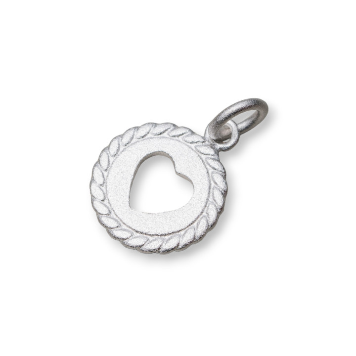 Pendentif Pendentif Argent 925 Plaque Satiné Avec Coeur 12mm Et Anneau 10pcs