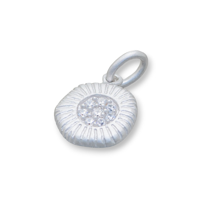 Pendentif Pendentif Argent 925 Médaillon Rayé Avec Zircons 12x20mm 3pcs