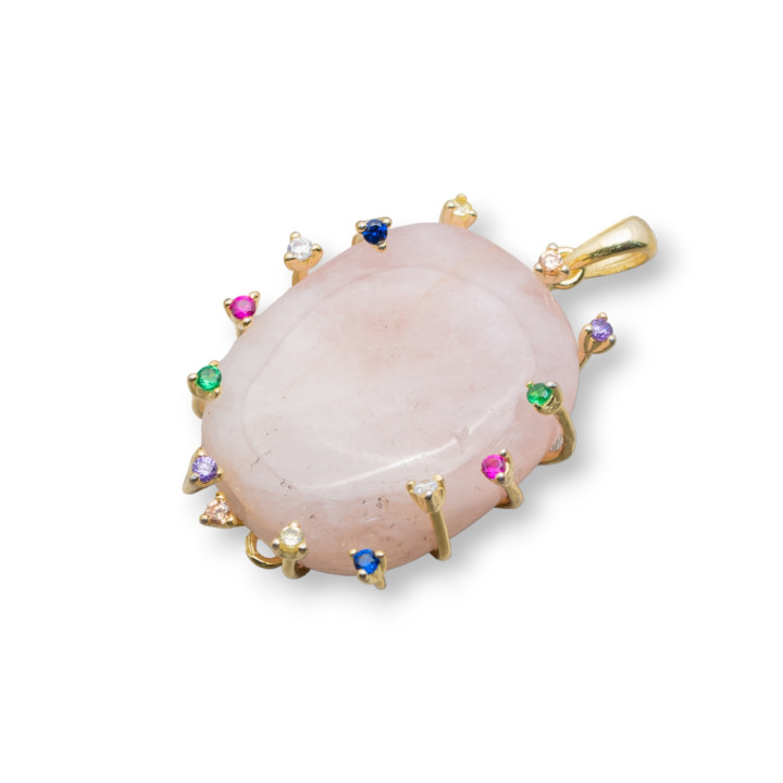 Colgante Colgante De Plata 925 Cuadrado Con Circonitas Y Berilos 20x32mm