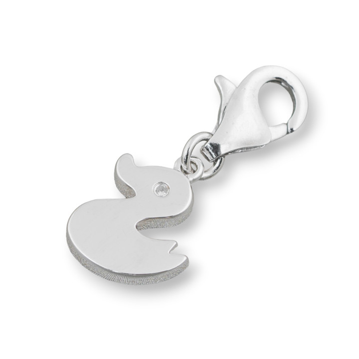 Pendant Pendant Of 925 Silver Plate Round Irregular Satin Finish With Rhodium-plated Zircons 6pcs