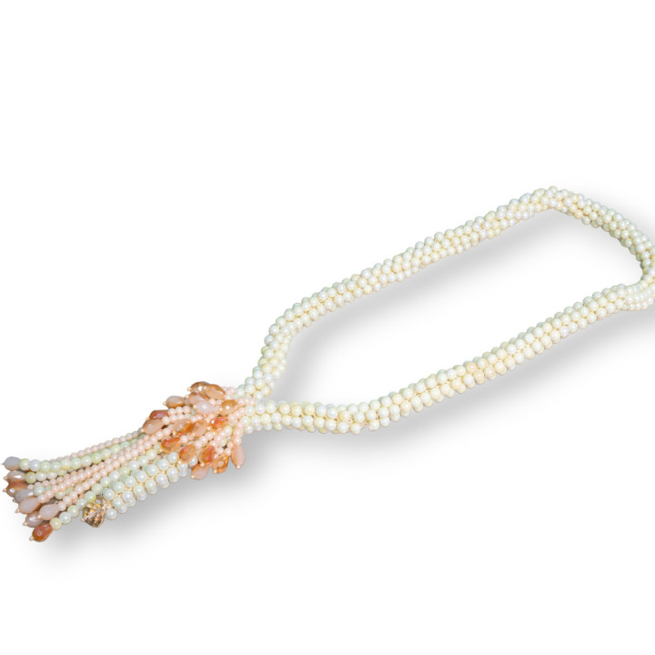 Cluster Crystal Necklace 68cm With Central Cascading 75cm+15cm MOD3