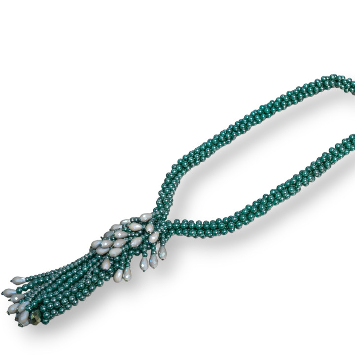 Collier Cristal Grappe 68cm Avec Cascade Centrale 75cm + 15cm MOD5