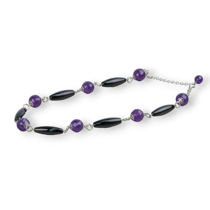 Collana di Argento 925: Eleganza e Fascino con Onice e Giada Viola