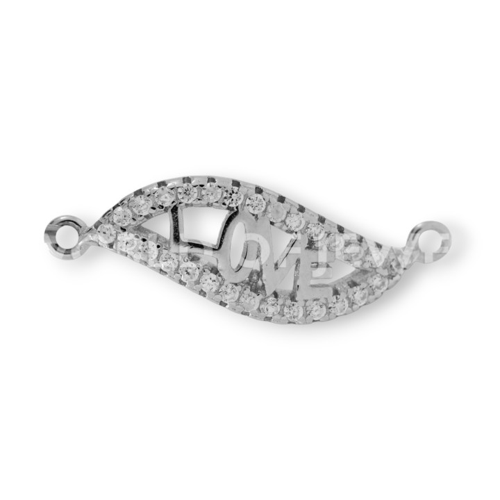 Komponente aus 925 Silber mit Zirkonen LOVE 07x22mm 6St