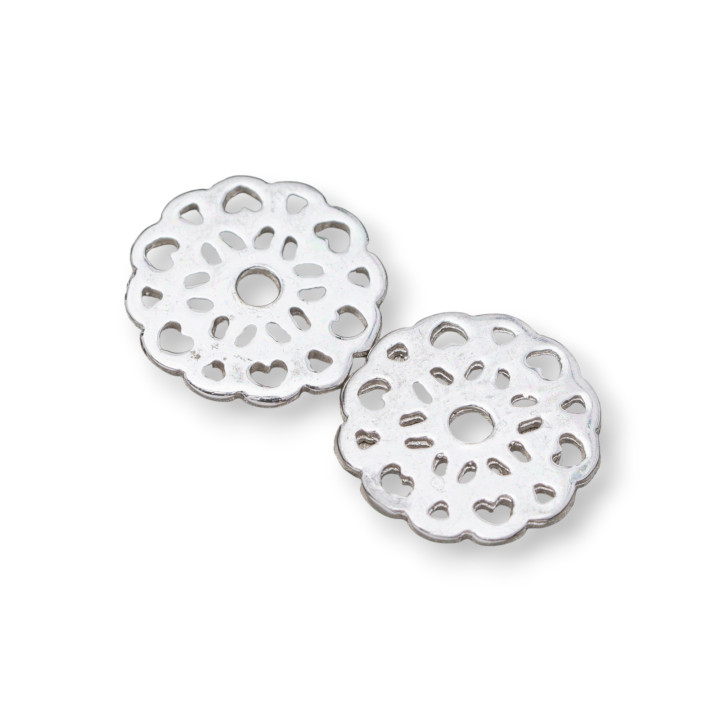 925 Silver Connector Component Διάτρητο στρογγυλό πιάτο 12mm 10τμχ