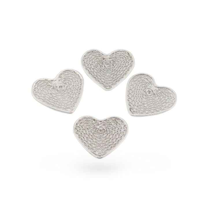 Filigree Heart Bronze Connector Component 19x21mm 15τμχ Ρόδιο